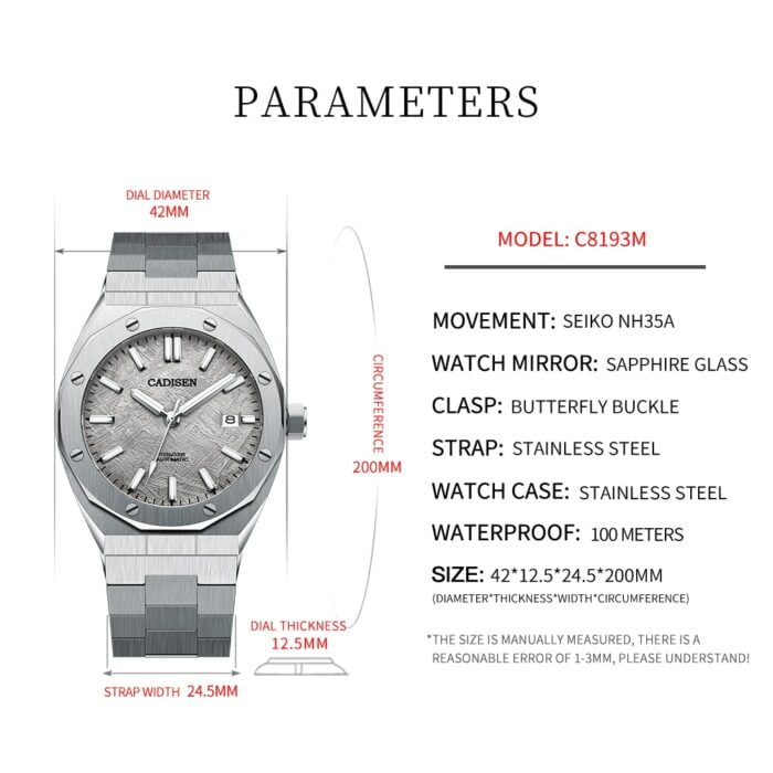 CADISEN Automatische Herrenuhr aus Edelstahl mit Mechanischem Uhrwerk - Luxus Fashion Business – Bild 2