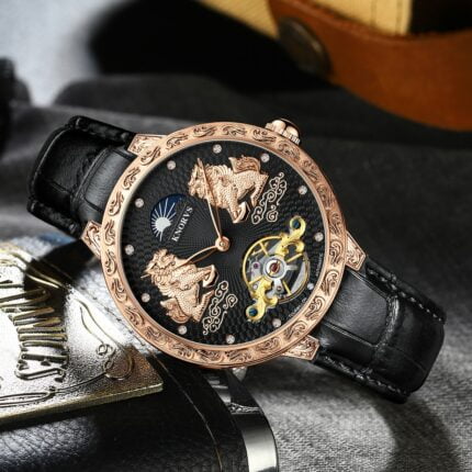 Automatische Sportuhr mit Mondphase, wasserdicht, mechanischem Antrieb und robustem Design