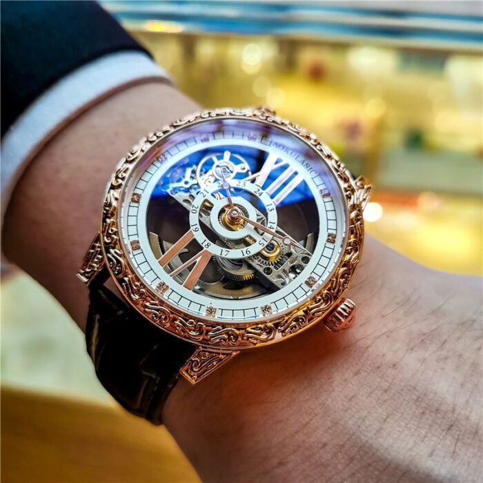 Stilvolles Stahl-Armbanduhr mit verstecktem Verschluss, 3D-Analog & 50m Wasserdicht - 43mm Durchmesser & 230mm Band – Bild 1