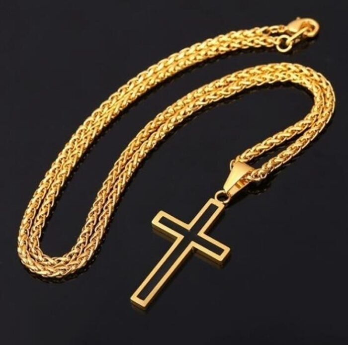 Einfache-Kreuz-Halskette-M-nner-Hohe-Qualit-t-Metall-Kreuz-Anh-nger-Amulett-Casual-Schmuck.jpg Vintage Kreuz Anhänger Halskette für Männer - Verstellbare Gliederkette und attraktive Verpackung – Bild 1
