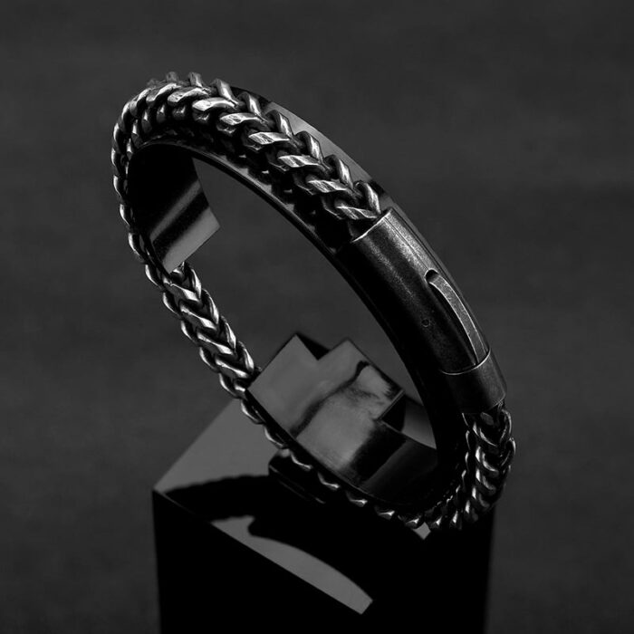 Vintage Chain Link Men Bracelet Handmade Punk Rock Stainless Steel Motorcycle Bracelets Male Hand Jewelry Accessories Boyfriend – Bild 2