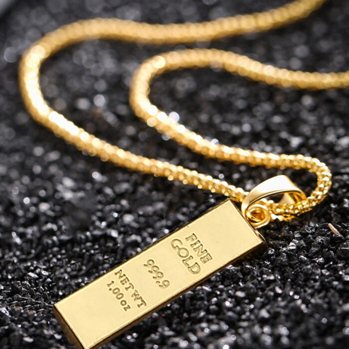 Cube Bar Anhänger Kette Frauen/Männer Gold Lange Halskette Halsketten Schmuck – Bild 3