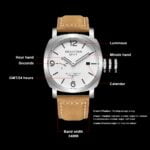 Leuchtende GMT Taucheruhr: 100m Wasserdicht, Seagull Automatik, Safirglas, Lederband, Kalender – Bild 4