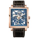 AGELOCER Sapphire Blue Skeleton Mens Mechanical Watch Top Brand Luxury Waterproof 50m Fashion Mechanical Watch Clock