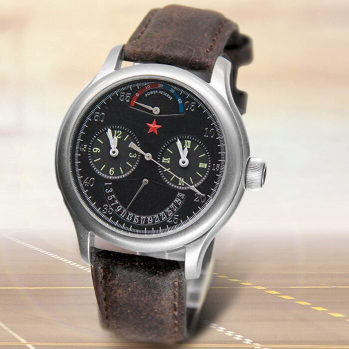 Luxus-Uhr mit Edelstahlgehäuse & Lederarmband, 3 Bar wasserdicht, 45mm Zifferblatt & Leuchtzeigern – Bild 3