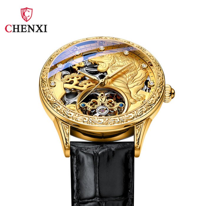 Luxury Style Men Automatic Mechanical Watch Gift for Lover Leather Strap Male Wristwatch Top Fashion Brand CHENXI 3ATMWaterproof – Bild 3