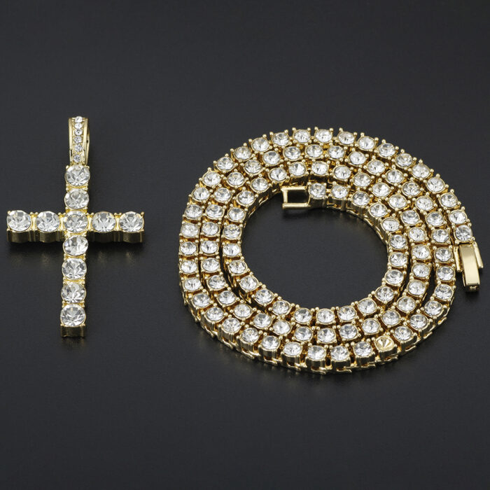 Iced Ankh Cross Pendant Necklace Choker Chain Necklace Women Hip-Hop Jewelry For Men Tennis Chain Fashion Link Gift – Bild 3