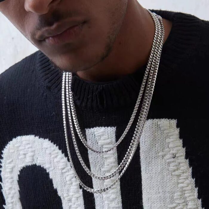 Hip Hop Cuban Chain Necklace for Men Women Punk 3 To 7 MM Stainless Steel Choker Necklace Vintage Jewelry Accessories – Bild 2