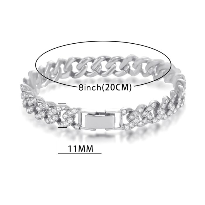 Iced Chain Pink Rhinestones Cuban Link Necklace Women 11MM Hip Hop Miami Curb Cuban Chain Rapper Necklaces Jewelry Gift – Bild 5