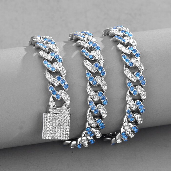 Iced Chain Pink Rhinestones Cuban Link Necklace Women 11MM Hip Hop Miami Curb Cuban Chain Rapper Necklaces Jewelry Gift – Bild 3