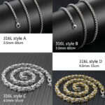 Edelstahl Panzerkette Halskette Kette Herren Damen Silber Gold Schwarz Ägyptisch – Bild 2