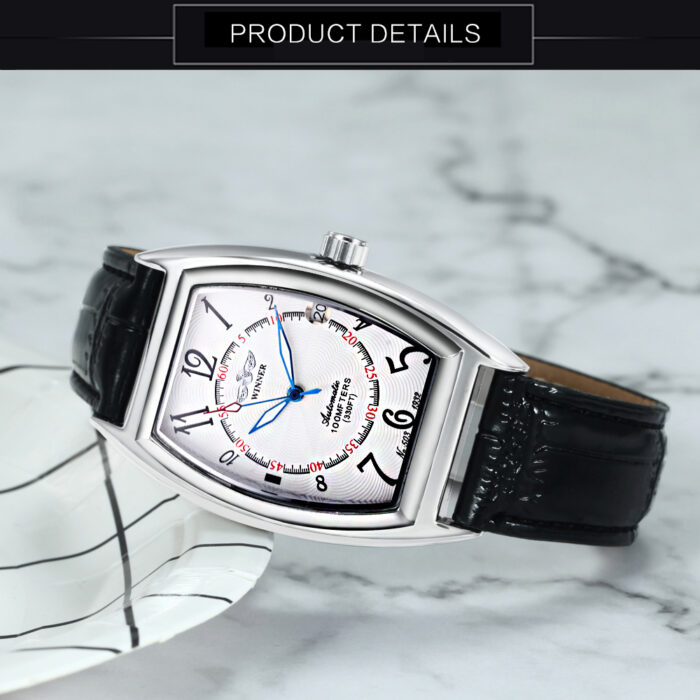 Automatische Mechanische Uhr Armbanduhr mit Kalender in 2 Farben Leder Band – Bild 3