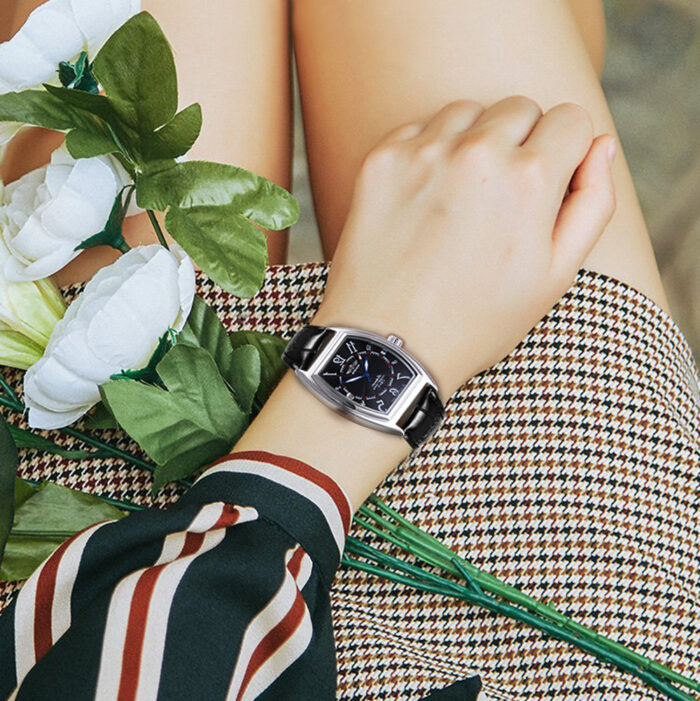 Automatische Mechanische Uhr Armbanduhr mit Kalender in 2 Farben Leder Band – Bild 4