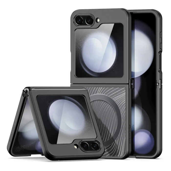 F-r-Samsung-Galaxy-Z-Flip-5-Magnet-geh-use-kompatibel-mit-Magsafe-Wireless-Charger-Telefon.webp Magnetgehäuse für Samsung Galaxy Z Flip 5 - Transparentes Flip Case – Bild 1