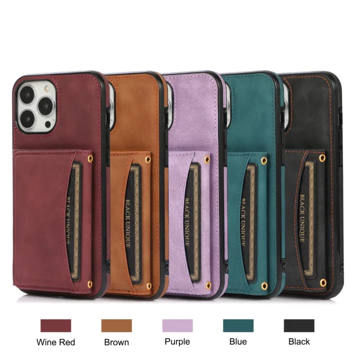 Brieftasche-Leder-Multi-Karten-Halter-Telefon-Fall-F-r-iPhone-14-13-12-Pro-Max-Mini-1.webp Stoßfeste Kunstleder Brieftasche für iPhone - Multi Kartenhalter & Standfunktion – Bild 2