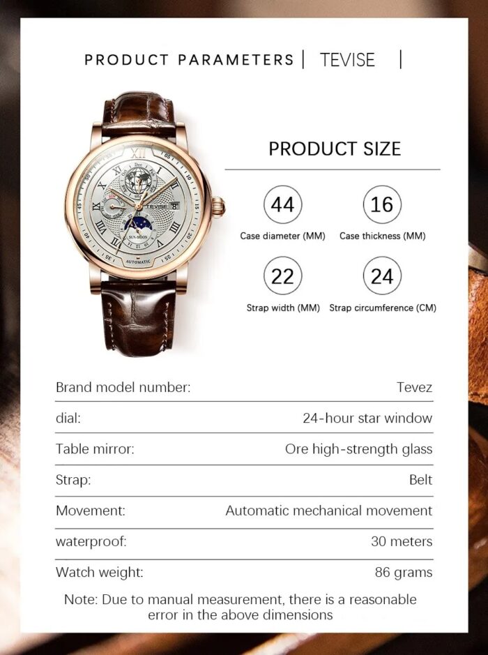 Armbanduhr Automatische Mechanische Uhr Datum Mond Phase Business Luxus – Bild 8