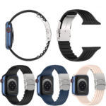 Silikonarmband für Apple Watch Ultra & Serie 3-8/SE – Stabile Metallschließe 38-49mm
