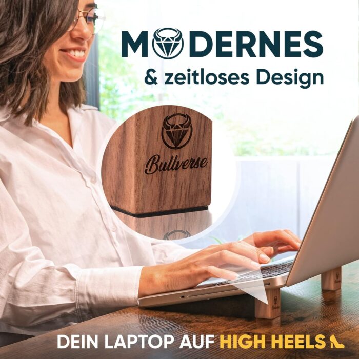 Bullverse Laptop Ständer 13-17 Zoll | Modernes Schreibtisch Zubehör | Ideale Laptop Erhöhung für Schreibtisch | Anpassbar an MacBook, Notebook & Co | Must-Have Laptop Zubehör… – Bild 2
