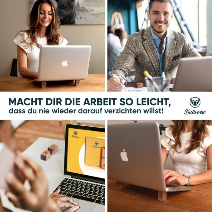 Bullverse Laptop Ständer 13-17 Zoll | Modernes Schreibtisch Zubehör | Ideale Laptop Erhöhung für Schreibtisch | Anpassbar an MacBook, Notebook & Co | Must-Have Laptop Zubehör… – Bild 7