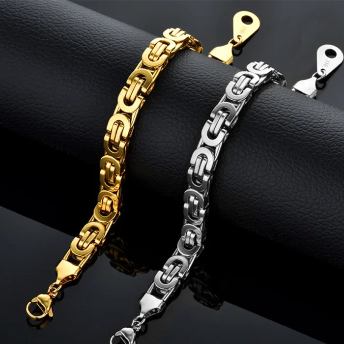 Gold Edelstahl Herren Armband | 8mm Hip Hop Kette | Hochwertiger Männer Schmuck – Bild 5