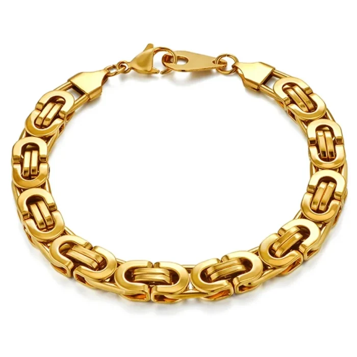Gold Edelstahl Herren Armband | 8mm Hip Hop Kette | Hochwertiger Männer Schmuck – Bild 1