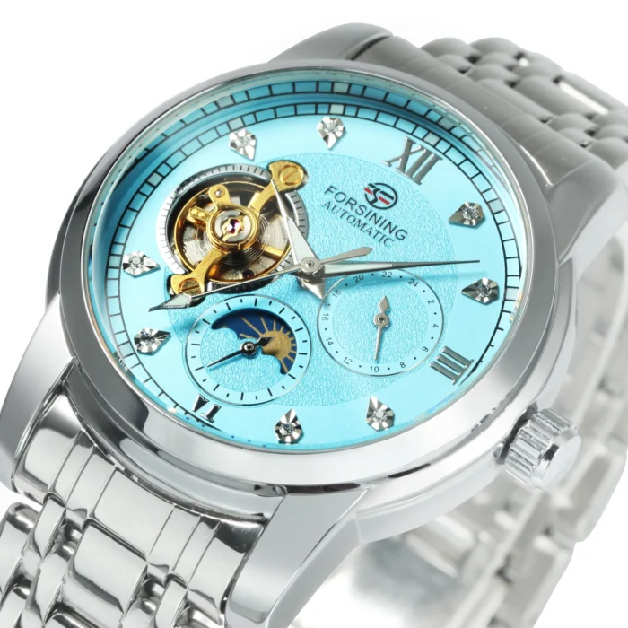 Forsining-Tourbillon-Automatic-Watch-for-Men-Fashion-Diamond-Moon-Phase-Luxury-Skeleton-Mechanical-Watches-Stainless-Steel.webp Herren Automatikuhr Skelett Edelstahl Mondphase Leuchtzeiger wasserdicht – Bild 1