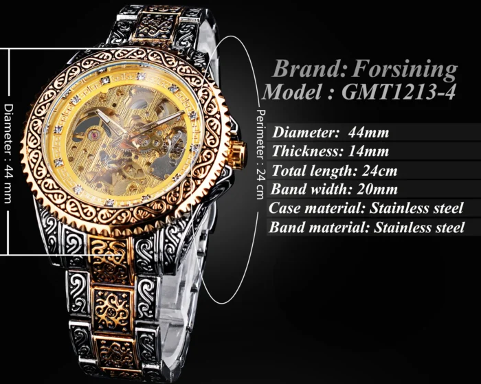 Automatische Armbanduhr Herren Edelstahl wasserdicht mechanisch elegant mit Kristallen – Bild 5