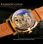 Mechanische Uhr Automatik Edelstahl Transparent Zifferblatt Lederarmband Wasserdicht – Bild 10