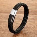 Fashion Men Jewelry Brown Braided Leather Rope Bracelet Charm Stainless Steel Magnetic Buckle Bracelets Punk Men Wrist Band Gift – Bild 3