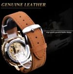 Mechanische Uhr Automatik Edelstahl Transparent Zifferblatt Lederarmband Wasserdicht – Bild 12