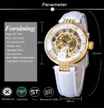 Mechanische Armbanduhr Damen Edelstahl Automatikwerk Lederarmband Wasserbeständig – Bild 7