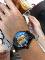 Automatik Uhr Edelstahl Armband Leder Sport Casual Männer Skeleton 42mm – Bild 10