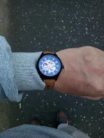 Automatik Uhr Edelstahl Armband Leder Sport Casual Männer Skeleton 42mm – Bild 12