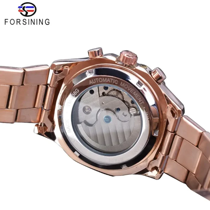 Mechanische Herrenuhr Mondphase Automatik Edelstahl 40 mm Rose Gold – Bild 4