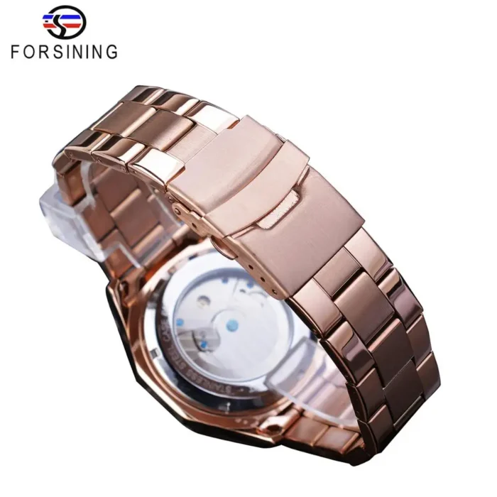 Mechanische Herrenuhr Mondphase Automatik Edelstahl 40 mm Rose Gold – Bild 5