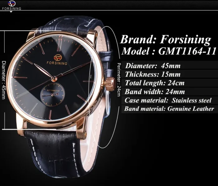 Mechanische Herrenuhr Automatischer Selbstaufzug Edelstahl Lederarmband 45 mm – Bild 7