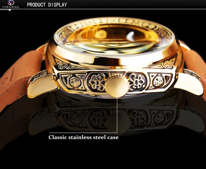 Mechanische Uhr Automatik Edelstahl Transparent Zifferblatt Lederarmband Wasserdicht – Bild 9