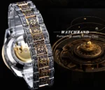 Automatische Armbanduhr Herren Edelstahl wasserdicht mechanisch elegant mit Kristallen – Bild 6
