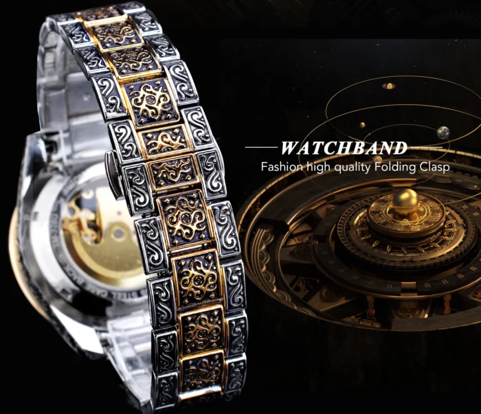 Automatische Armbanduhr Herren Edelstahl wasserdicht mechanisch elegant mit Kristallen – Bild 6