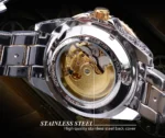 Automatische Armbanduhr Herren Edelstahl wasserdicht mechanisch elegant mit Kristallen – Bild 4