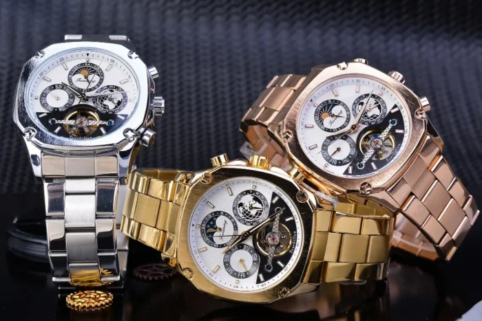 Mechanische Herrenuhr Mondphase Automatik Edelstahl 40 mm Rose Gold – Bild 12