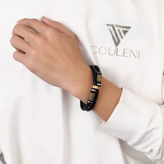 MKENDN Norse Mythology Viking Compass Runes Amulet Bracelet for Men Stainless Steel Genuine Leather Bracelets Wristband Jewelry – Bild 4