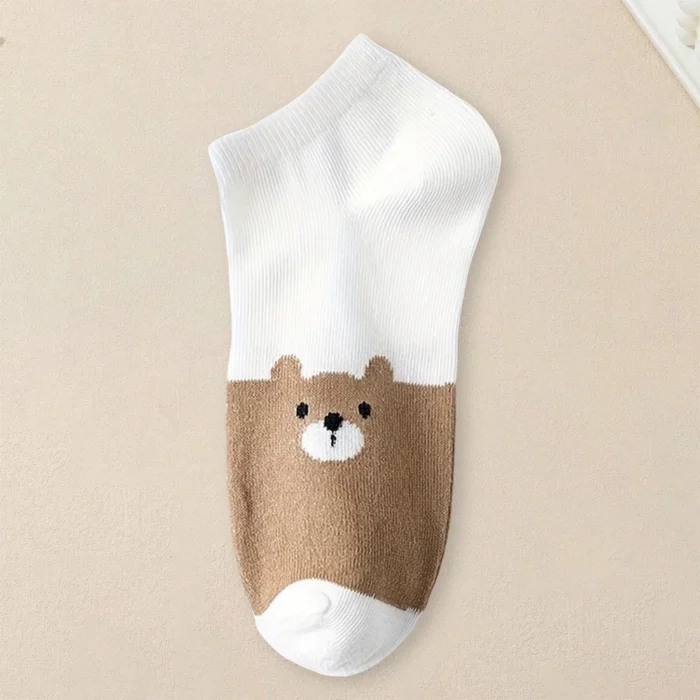 5 Pairs Women Cartoon Patterned Socks Trendy Versatile Breathable Sweat Wicking Deodorizing Antibacterial Comfortable Socks – Bild 5