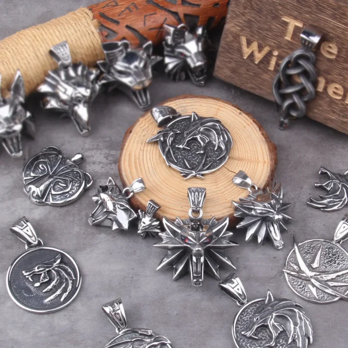 Edelstahl Anhänger Wolfskopf Wikinger Schmuck Halskette – Bild 1