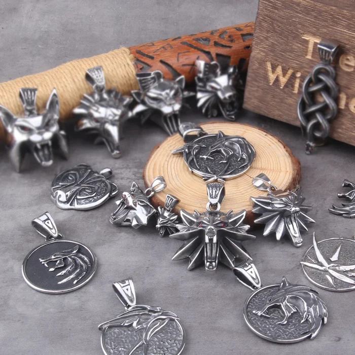 Edelstahl Anhänger Wolfskopf Wikinger Schmuck Halskette – Bild 2