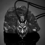 Punk Viking Wolf Halskette Männer Nordische Mythologie Odins Runen Geri & Freki Valknut Amulett Edelstahl Anhänger Retro Schmuck Geschenke – Bild 2