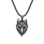 Punk Viking Wolf Halskette Männer Nordische Mythologie Odins Runen Geri & Freki Valknut Amulett Edelstahl Anhänger Retro Schmuck Geschenke – Bild 4