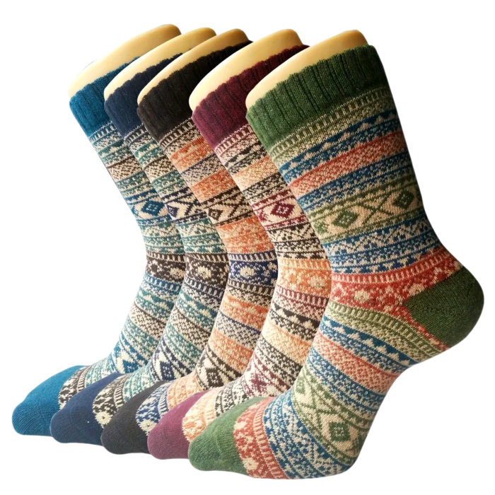 5 Pairs Women's Autumn Winter Wool Socks Warm Soft Mid Length Socks Ultra Thick Harajuku Women's Antifreeze Cashmere Short Socks – Bild 1