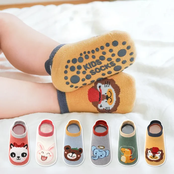 6 Pairs Kids Cotton Socks Cute Cartoon Animal Pattern Comfy Breathable Baby Non-slip Floor Socks – Bild 1