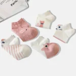 5 Pairs Women Cartoon Cat Patterns With Cute Sweet Trendy Versatile Fashionable Comfortable Lightweight Breathable Casual Socks – Bild 6